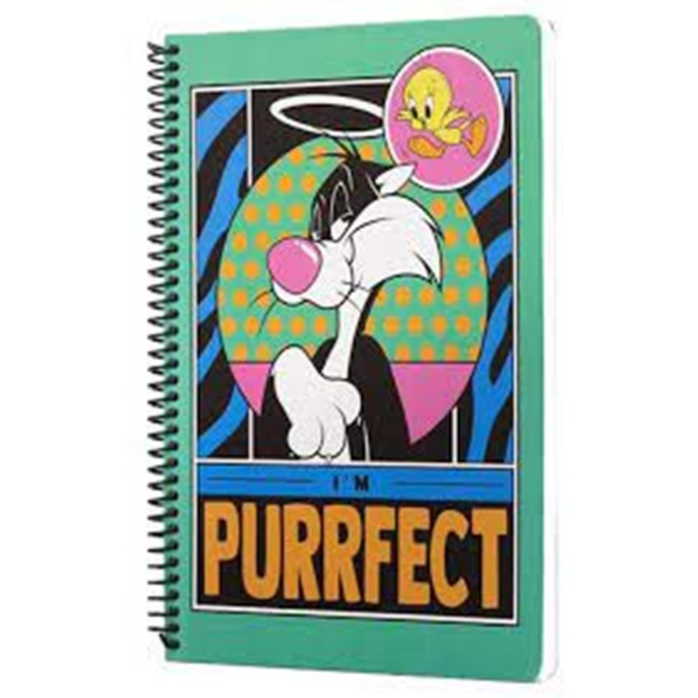 Looney Tunes I'm Purrfect Spiralli Defter Yeşil