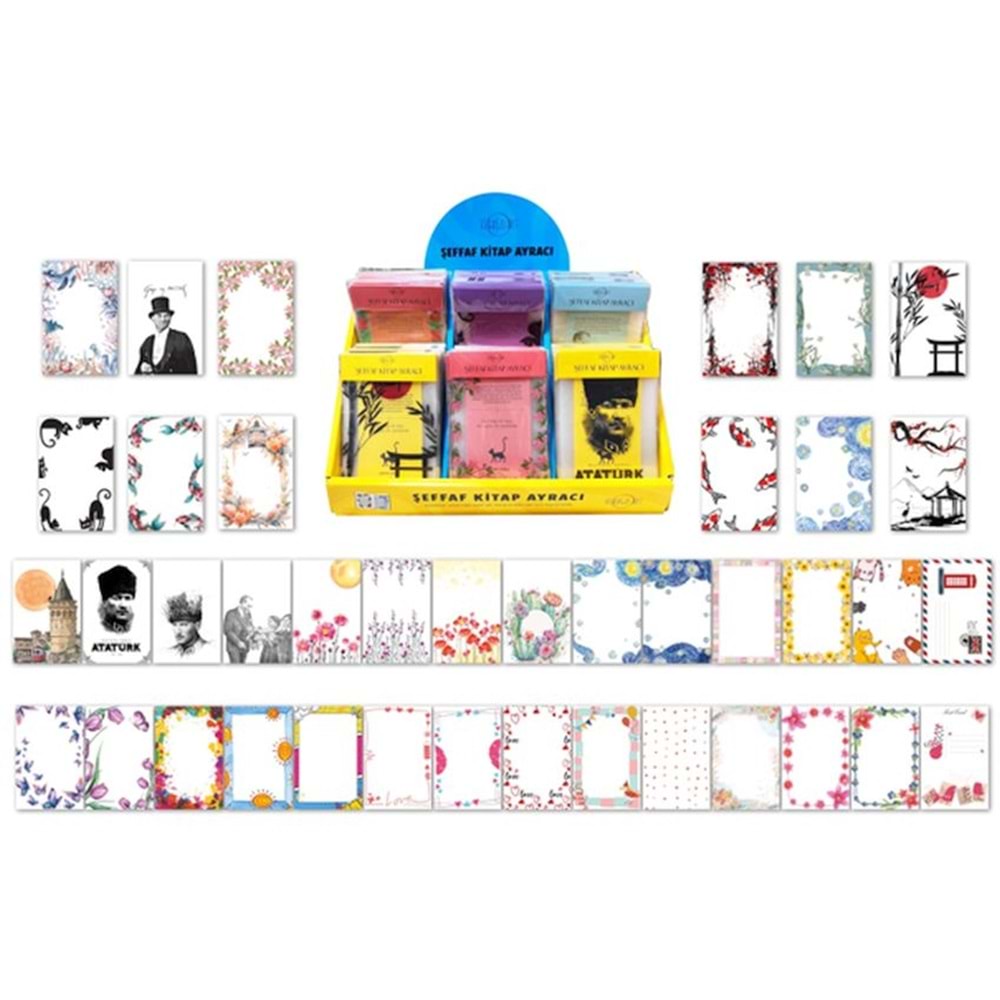 Stantlı Şeffaf Kitap Ayracı 40 Çeşit 320 Adet Ayraç
