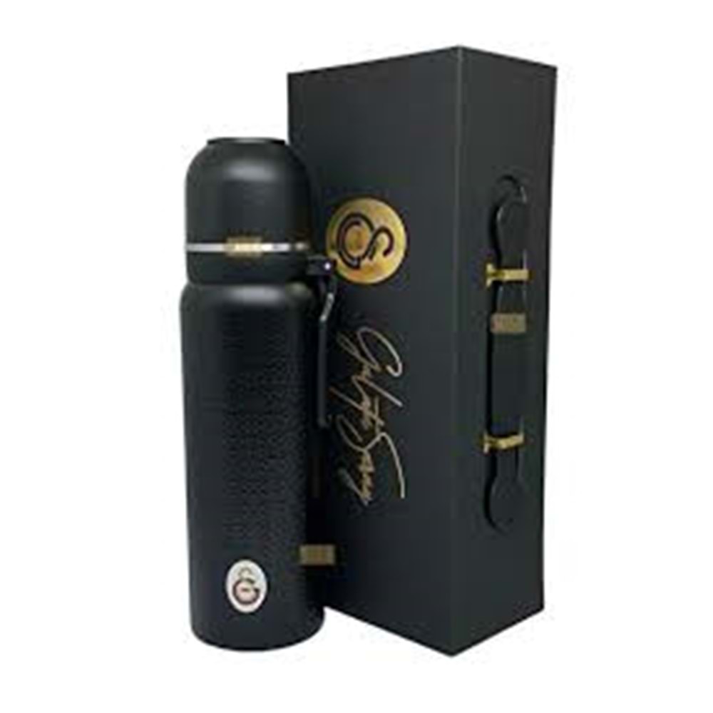 Galatasaray Çelik Termos Bardaklı Kapak Siyah 650 Ml