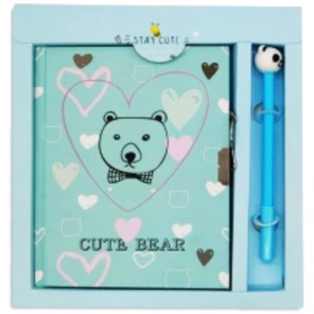 TAROS UNICK COLOR CUTE BEAR KALEMLİ KİLİTLİ HATIRA DEFTERİ