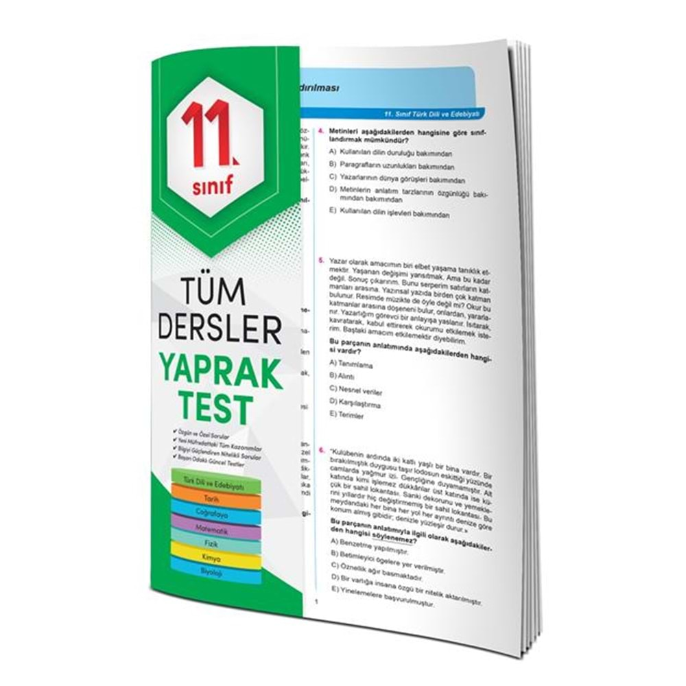 Element 11. Sınıf Tüm Dersler Yaprak Test