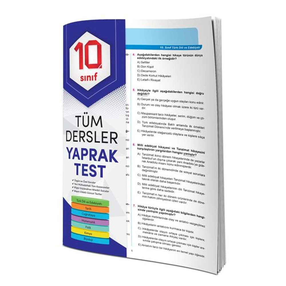 10. Sınıf Tüm Dersler Yaprak Test /4 Element