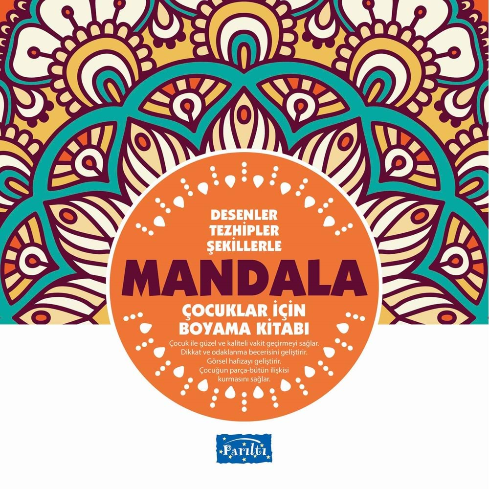 Mandala - Çocuklar İçin Boyama Turuncu Kitap