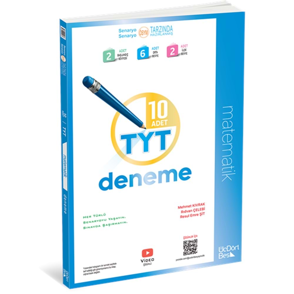 Üç Dört Beş TYT Matematik Çözümlü 10 Deneme (Yeni) 2025