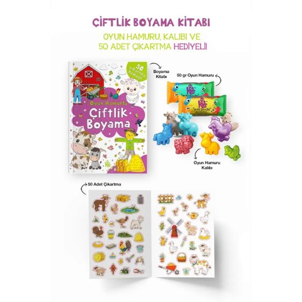Çiftlik Boyama Kitabı Oyun Hamurlu 3 Yaş
