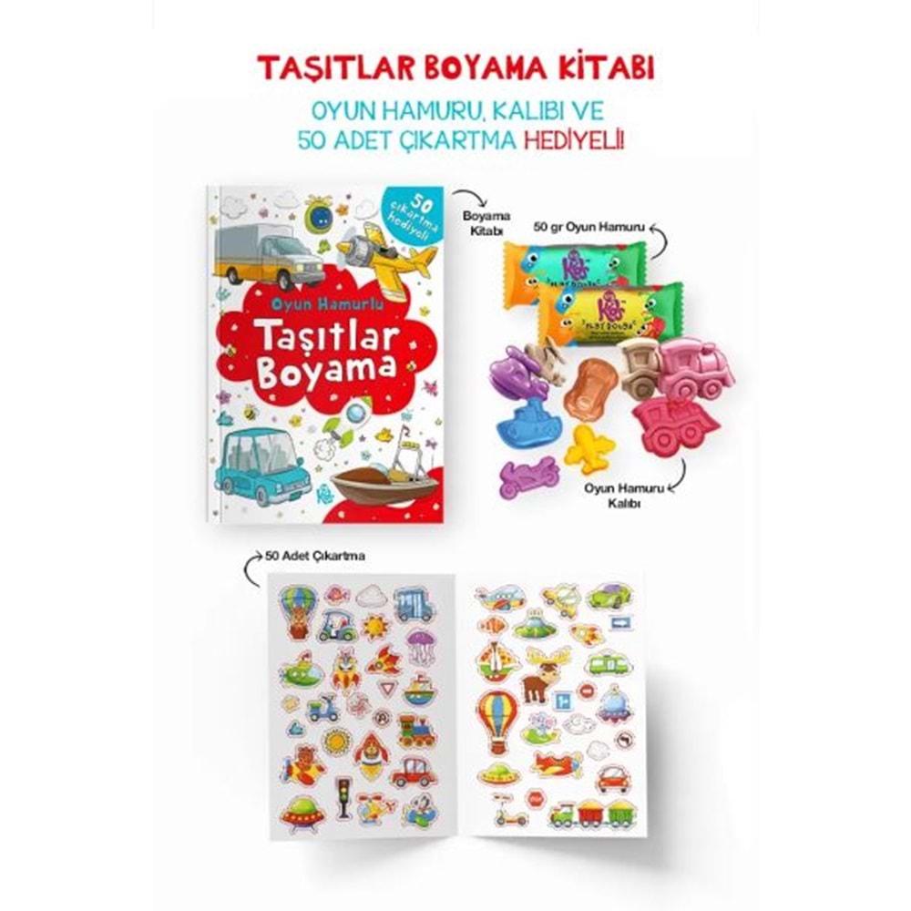 Taşıtlar Boyama Kitabı Oyun Hamurlu 3 Yaş