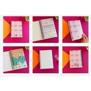 Özel Tasarım Spiralli 15*21 cm Dot Defter, Eskiz Defteri, Doodle Book - 2 SAYFA STICKER HEDİYELİ