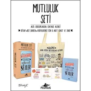 Mutluluk Seti Kitap Bez Çanta Hediyeleriniz İçin 6 Adet Kart ve Zarf