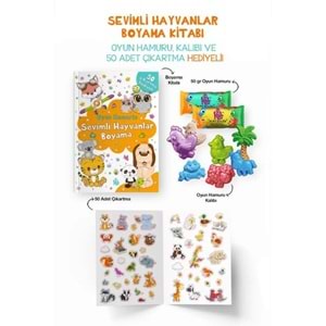 Sevimli Hayvanlar Boyama Kitabı Oyun Hamurlu 3 Yaş