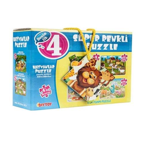 Diytoy 4lü Çocuk Puzzle Hayvanlar