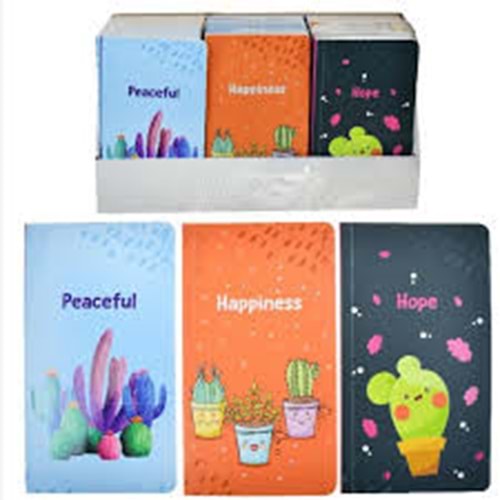 Lilamor Kaktüslü Çizgili Defter 9x16 48 Sayfa