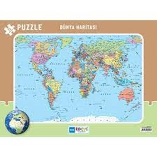 72 Parça Dünya Haritası Frame Puzzle(29*39Cm)