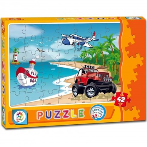 Sahil Taşıtlar 42 Parça Kutu Puzzle