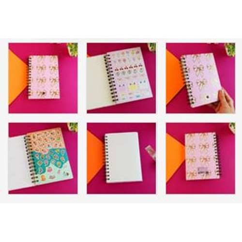 Özel Tasarım Spiralli 15*21 cm Dot Defter, Eskiz Defteri, Doodle Book - 2 SAYFA STICKER HEDİYELİ
