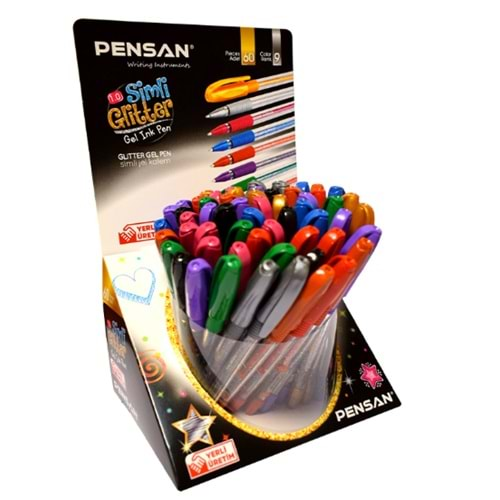 Pensan Tükenmez Kalem Jel Simli 1.0 Mm 60 Lı Renkli Stand 2280 - 60'lı Standart