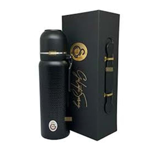 Galatasaray Çelik Termos Bardaklı Kapak Siyah 650 Ml