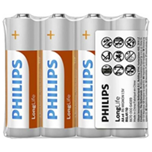 Philips Longlife Aa 4`lü KALIN Kalem Pil No: R6l4f/10