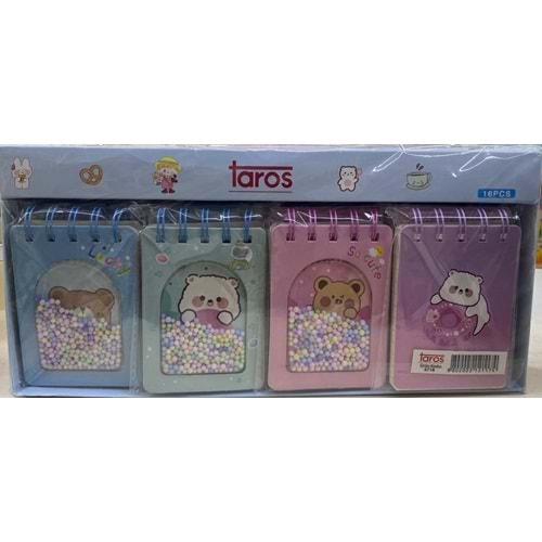 Taros 6718 Unıck Color Boncuklu Ayıcık Spiralli Not Defteri