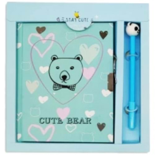 TAROS UNICK COLOR CUTE BEAR KALEMLİ KİLİTLİ HATIRA DEFTERİ