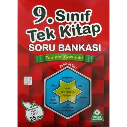 Örnek Akademi 9. Sınıf Tek Kitap Tamamı Çözümlü Soru Bankası