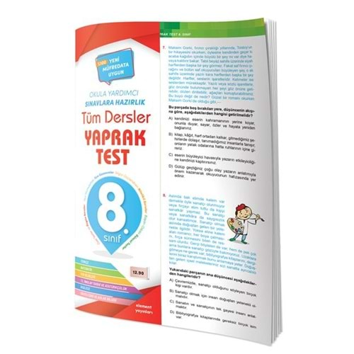 Tüm Dersler Yaprak Test-8/Element