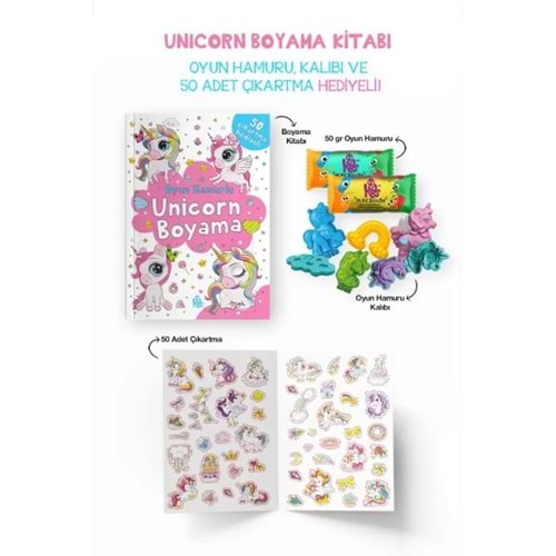 Unicorn Boyama Kitabı Oyun Hamurlu 3 Yaş