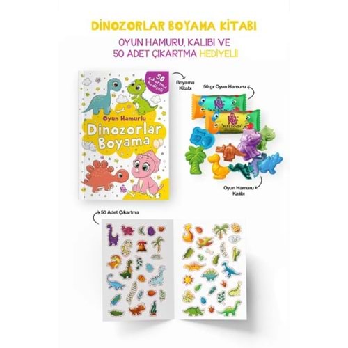 Dinozorlar Boyama Kitabı Oyun Hamurlu 3 Yaş