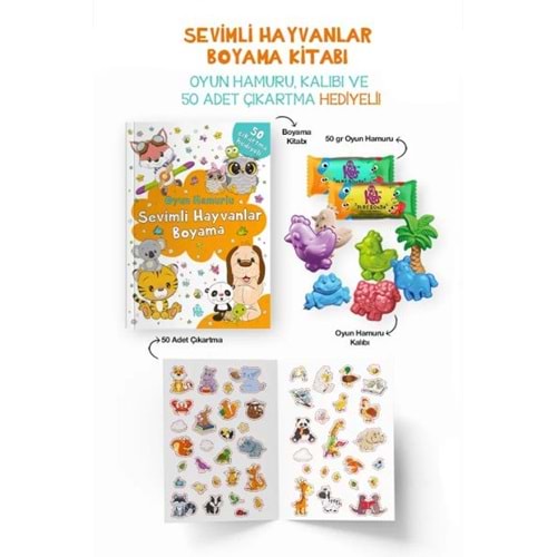 Sevimli Hayvanlar Boyama Kitabı Oyun Hamurlu 3 Yaş