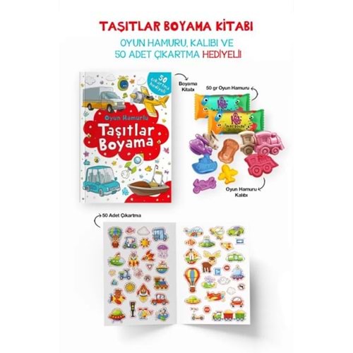 Taşıtlar Boyama Kitabı Oyun Hamurlu 3 Yaş