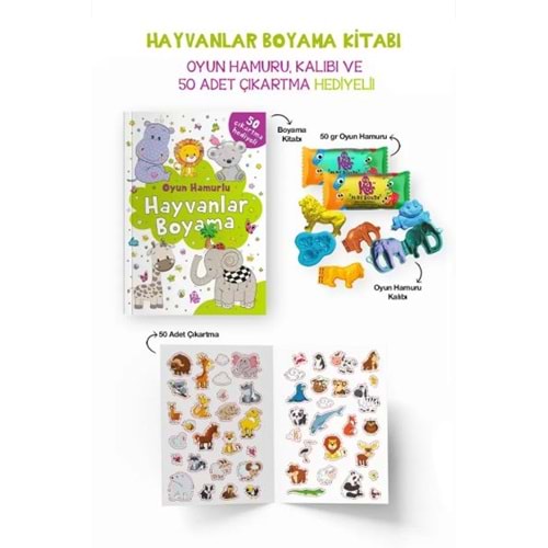 Hayvanlar Boyama Kitabı Oyun Hamurlu 3 Yaş
