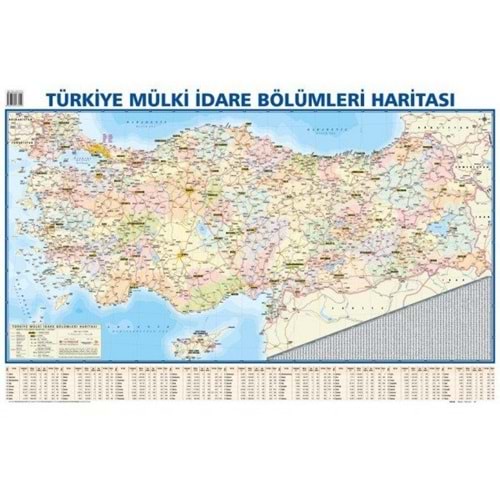 Türkiye Fiziki Ve Mülki İdare Bölümleri Haritası Çift Yön 70*100