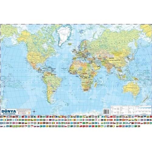 Dünya Siyasi-Fiziki Haritası 50x35