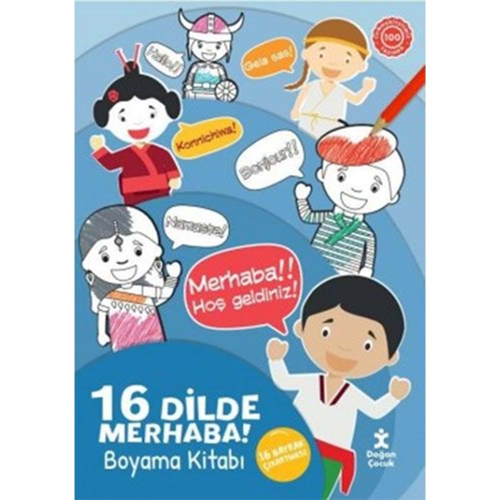 16 Dilde Merhaba Boyama Kitabı